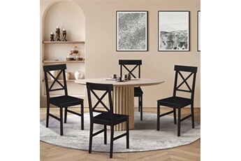 chaise id market lot de 4 chaises de cuisine avec croisillons suzanne bois noir