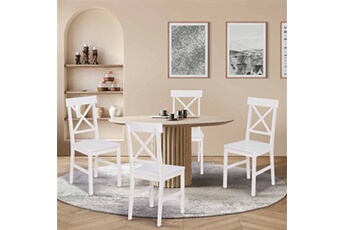 chaise id market lot de 4 chaises de cuisine avec croisillons suzanne bois blanc
