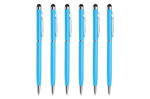 Stylets pour tablette GENERIQUE QUARKZMAN-Stylet universel stylo à bille 2  en 1 rétractable 6 pièces, bleu clair