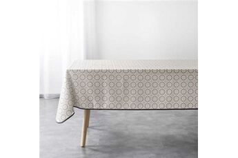 nappe de table douceur d'interieur nappe antitache rectangulaire 150x240 cm - graphique beige