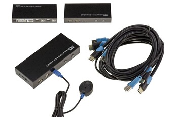 Switch réseau Kalea-Informatique Boitier de partage KVM SWITCH AUTOMATIQUE pour 2 PC. Connexions HDMI et USB, contrôle à distance. Résolution supportée 4096x2160