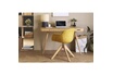 Miliboo Chaise design en tissu effet velours jaune moutarde et bois clair massif AARON photo 2