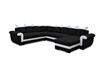 BestMobilier Henry - canapé panoramique réversible convertible - avec coffre - en tissu et PU - 7 places - Noir / Blanc photo 1