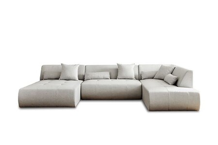 Canapé d'angle Lisa Design Onyx - canapé modulable panoramique d'angle droit 7 places - en tissu - Gris clair