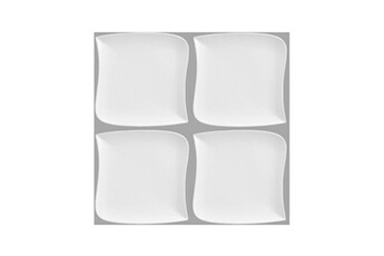 vaisselle paris prix set de 4 assiettes plates carrée design vague - 30 cm x 30 cm - porcelaine