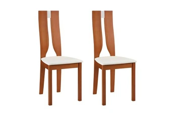 chaise vente-unique lot de 2 chaises silvia - hêtre massif - merisier et blanc