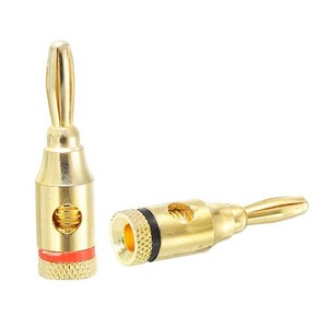 Fiches Bananes DEGG 4pcs Plaqué Or 4mm - Connecteurs Haut-Parleurs Home Cinéma Hi-Fi