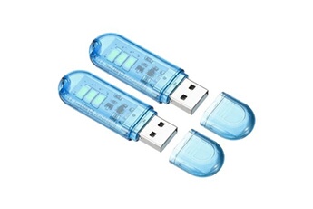 lampe de lecture generique patikil 2pcs veilleuses led usb portables avec interrupteur tactile - 59x18mm bleu