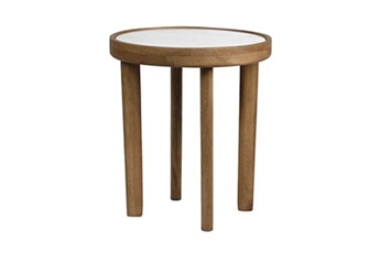 table d'appoint meubletmoi table d'appoint ronde d. 40 cm en bois de manguier et marbre - avril