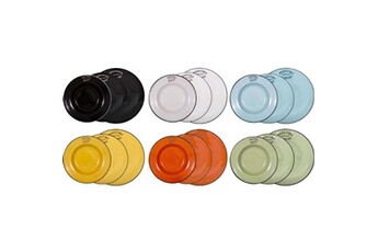 vaisselle antic line créations - assiettes colorées brasserie bistrot (lot de 18)