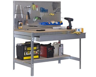 Etabli D'atelier SimonRack - Charge 400 Kg - Dimensions 1445x910x610 Mm - Avec Panneau Perforé Et étagère - Table De Bricolage Robuste