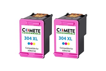 Cartouche d'encre Comete Consommable COMETE - 304XL - 2 Cartouches d'encre compatibles avec HP 304 XL - Couleur - Marque française