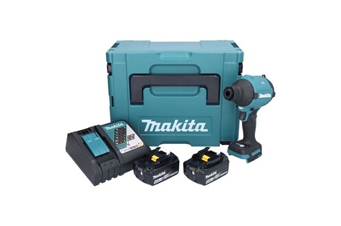 Souffleur à feuilles Makita DAS180RMJ Souffleur à poussière sans fil 18V  Brushless + 2x Batteries 4,0Ah + Chargeur + Coffret Makpac