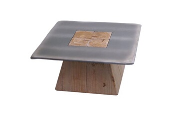 table basse hwc-l76 bois massif industriel mvg 60x60cm naturel avec aspect métal