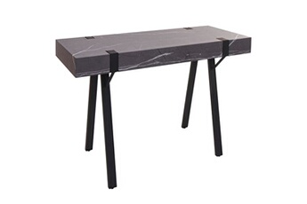 bureau droit mendler table console hwc-l54 métal 75x100x40cm aspect marbre gris