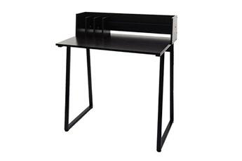 bureau droit mendler table console hwc-k69 82x51cm structure 3d métal mdf noir