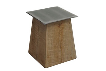 table d'appoint hwc-l76b bois massif industriel 45x36x36cm naturel aspect métal
