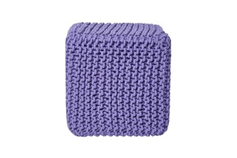 pouf homescapes pouf repose-pieds en tricot - cube violet