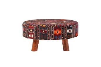 tabouret bas homescapes tabouret motifs kilim rouge pieds en bois 62 x 62 x 30 cm