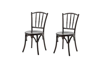 - lot de 2 chaises bistrot en bois - marron foncé