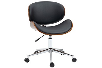 fauteuil de bureau vinsetto chaise de bureau manager design vintage pivotante réglable bois peuplier acier chromé synthétique noir