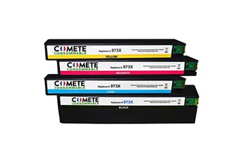 Cartouche d'encre Comete Consommable COMETE - 973X - 4 Cartouches d'encre compatibles avec HP 973X 973 - Noir/Couleur - Marque française