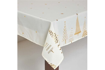 nappe de table homescapes nappe de noël sapins dorés, 132 x 178 cm
