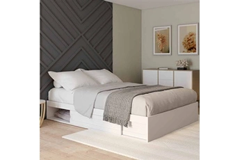 cadre de lit salem avec rangements et sommier 140 x 190 cm blanc