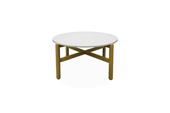 table de jardin sweeek table basse de jardin sowa ø70 x 40cm (13kg) bois d'acacia plateau ciment finition terrazzo