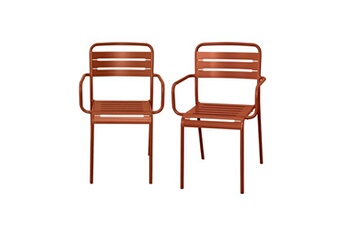 lot de 2 fauteuils de jardin acier 2 places terracotta amelia l504 x p53 x h795cm
