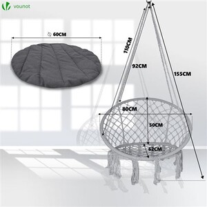Hamac extérieur Vounot Fauteuil suspendu avec coussin rond gris | Darty
