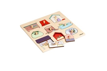 puzzle educo puzzle en bois - puzzle surprise - maisons d'animaux - jeu montessori