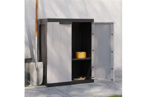 Caisson et casier de bureau vidaXL Armoire de rangement d'extérieur  gris et noir 65x37x85 cm PP