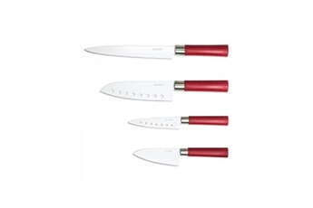 couteau cecotec set de couteaux japonais rouge, acier