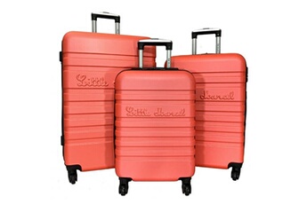 lot 3 valises dont 1 valise cabine rigides abs corail