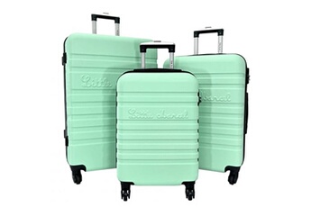 lot 3 valises dont 1 valise cabine rigides abs vert eau