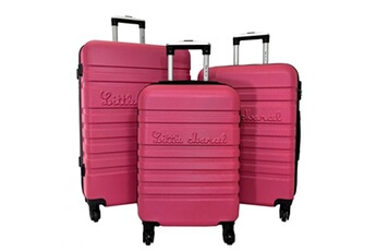 lot 3 valises dont 1 valise cabine rigides abs rose fuchsia
