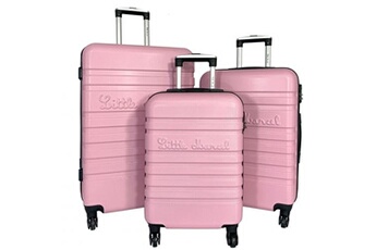 lot 3 valises dont 1 valise cabine rigides abs rose pâle