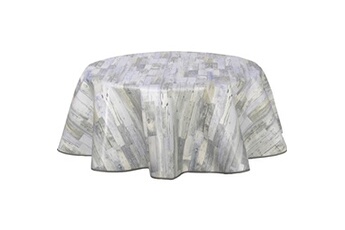 nappe de table habitable cpm - nappe ronde en toile cirée design bois panel - diam. 135 cm - bleu - panel