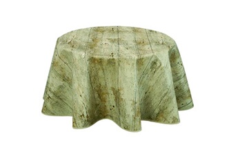 nappe de table habitable cpm - nappe ronde en toile cirée design bois cottage - diam. 150 cm - marron - cottage