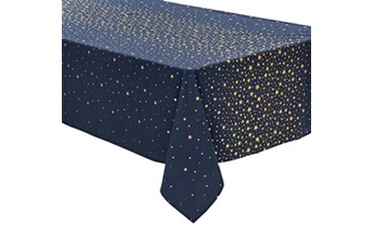 nappe de table atmosphera - nappe de noël rectangulaire motifs étoiles - l. 140 x 360 cm - bleu et doré