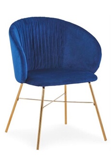 chaise non renseigné chaise avec accoudoirs velours bleu et pieds métal doré drag