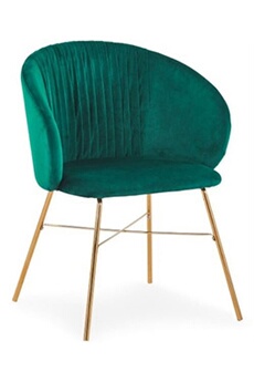 chaise non renseigné chaise avec accoudoirs velours vert et pieds métal doré drag