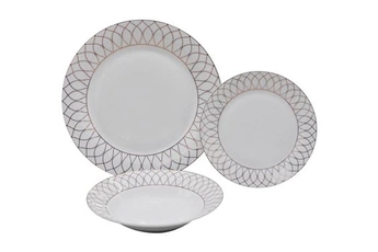 vaisselle vente-unique.com service vaisselle 18 pièces en porcelaine - blanc et doré - serisia