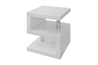 table de chevet vente-unique table d'appoint lylia ii - mdf laqué blanc - avec leds - blanc