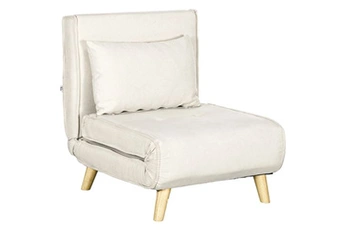 fauteuil de relaxation homcom fauteuil chauffeuse canapé-lit convertible 1 place - coussin inclus - style scandinave tissu beige clair