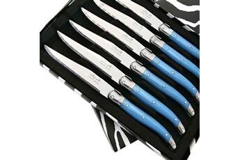 couteau laguiole coffret de 6 couteaux à steak abs de couleur bleue