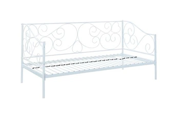 lit enfant vente-unique lit banquette vivian - 90 x 200 cm - métal - blanc