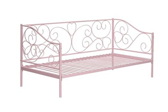 lit enfant vente-unique lit banquette vivian - 90 x 200 cm - métal - rose