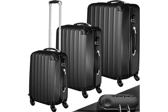 valise tectake set de 3 valises trolley rigides - abs - noir